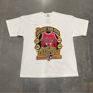 NEW Vintage Chicago Bulls Shirt 1996 Greatest Team Ever NBA Champ Starter XL